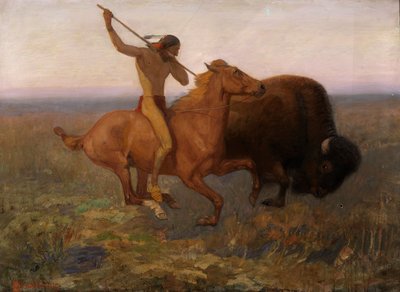 Indiano che caccia il bufalo, fine XIX - inizio XX secolo da Edwin Willard Deming