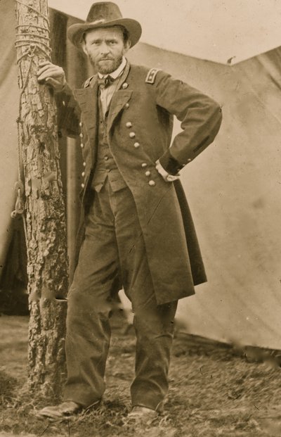 Il generale U.S. Grant nel suo quartier generale di Cold Harbor, Va., 1863 (foto) da Egbert Guy Fowx