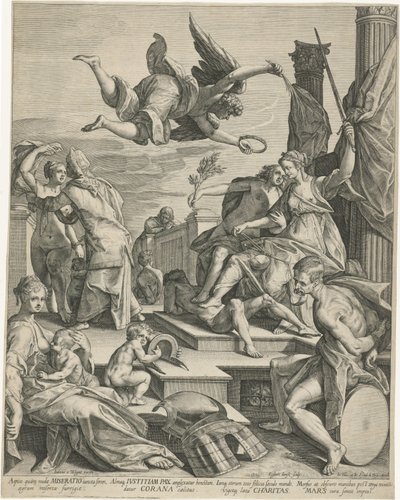 Allegoria con Giustizia, Pace e Carità da Egbert Jansz.