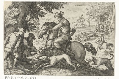 Paesaggio collinare con caccia al cinghiale da Egbert Jansz.