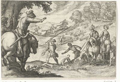 Paesaggio con caccia alla lepre Scene di caccia (serie) Icones Venantum Species Varias Representantes (serie) da Egbert Jansz.