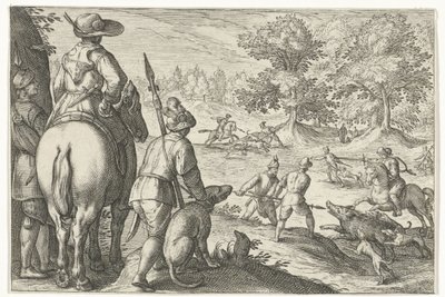 Paesaggio con caccia al cinghiale da Egbert Jansz.