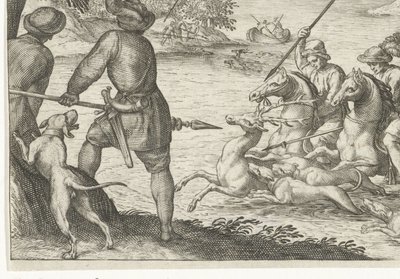 Paesaggio fluviale con caccia al cervo da Egbert Jansz.