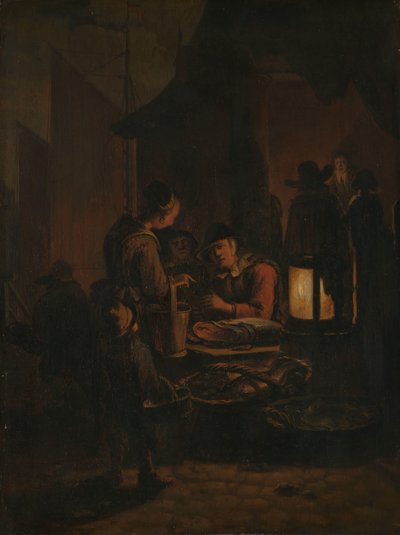 Mercato del pesce di notte da Egbert Lievensz. van der Poel