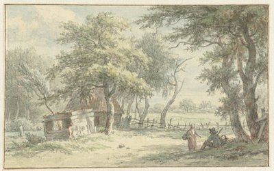 Figure vicino a una capanna nel Naarder Houd da Egbert van Drielst