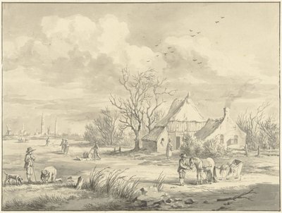 La casa del Poren con in lontananza la città di Groningen da Egbert van Marum