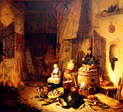 Interno di cucina con una domestica da Egbert van der Poel