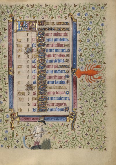 Pagina del calendario di giugno; Sfalcio; Cancro da Egerton Master