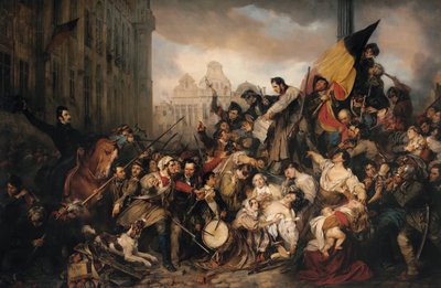 Episodio dei giorni di settembre 1830, sulla Grand Place di Bruxelles da Egide Charles Gustave Wappers