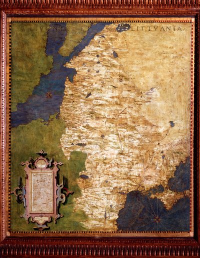 Livonia sul Mar Baltico e Lituania Mappa di Egnazio Danti (1536-1586) matematico, cosmografo e architetto italiano. Intorno al 1567. Firenze, Palazzo Vecchio, Sala del Mappamondo da Egnazio Danti