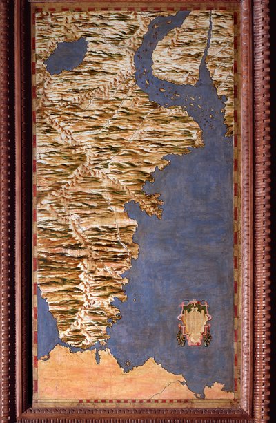 Mappa dello Stretto di Magellano realizzata da Egnazio Danti (1536-1586) matematico, cosmografo e architetto italiano. Intorno al 1567. Firenze, Palazzo Vecchio, Sala del Mappamondo da Egnazio Danti