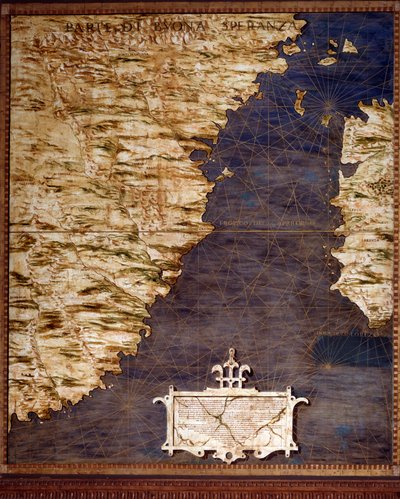 Mappa del Sudafrica e del Capo di Buona Speranza realizzata da Egnazio Danti (1536-1586) matematico, cosmografo e architetto italiano. Intorno al 1567. Firenze, Palazzo Vecchio, Sala del Mappamondo da Egnazio Danti