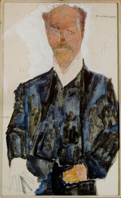 Bildnis Otto Wagner Acquerello e matita con accentuazione bianca ... (acquerello e matita) da Egon Schiele