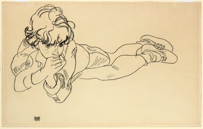Ragazzo sdraiato sullo stomaco, 1918 da Egon Schiele