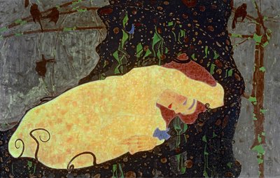 Danae Firmato e datato, in basso a destra (olio e vernice metallizzata) da Egon Schiele