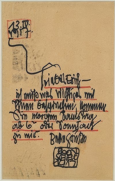 Cartolina autografa a Erich Lederer da Egon Schiele