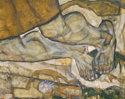 Entschwebung (Die Blinden III), Il cieco ... (olio e acquerello su tela) da Egon Schiele