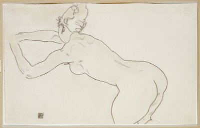 Nudo femminile inginocchiato e piegato in avanti verso sinistra, 1918 da Egon Schiele