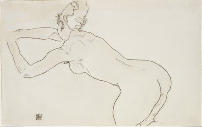 Nudo Femminile in Ginocchio e Piegato in Avanti a Sinistra da Egon Schiele