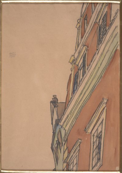 Vista frontale di un edificio: Casa Krumau da Egon Schiele