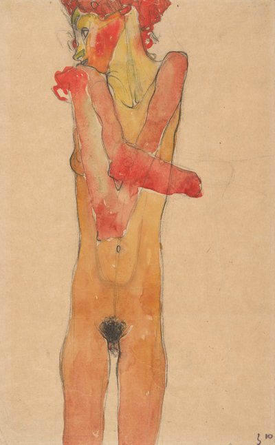 Ragazza nuda con le braccia incrociate (1910) da Egon Schiele