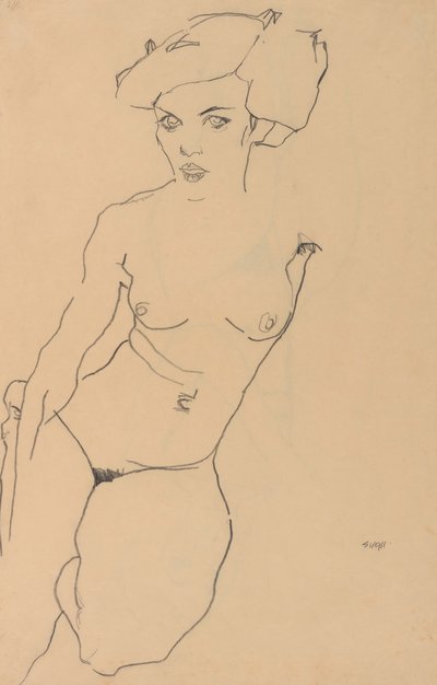 Nudo femminile inginocchiato da Egon Schiele