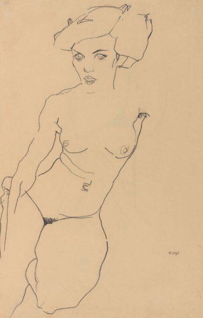 Nudo femminile in ginocchio da Egon Schiele