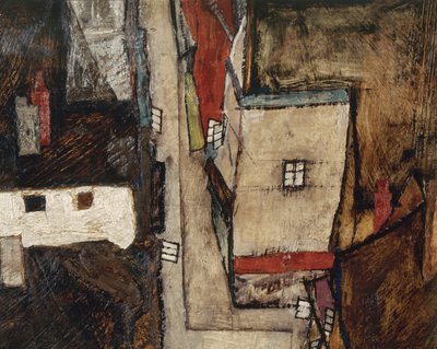 Krumlov e la Moldava - Krumlov sul fiume Moldava, ... (olio su tela) da Egon Schiele