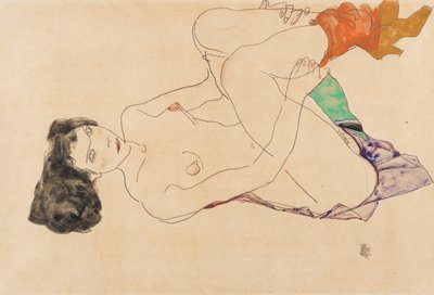 Nudo femminile disteso con gambe tirate su, 1913 da Egon Schiele
