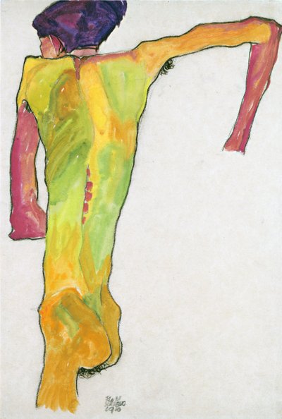Nudo maschile, appoggiato da Egon Schiele