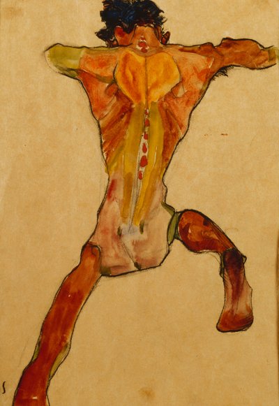 Nudo maschile visto da dietro, 1910 da Egon Schiele