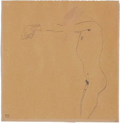 Nudo maschile con braccia alzate a sinistra, 1909 da Egon Schiele