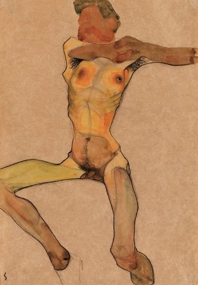 Nudo maschile, giallo da Egon Schiele