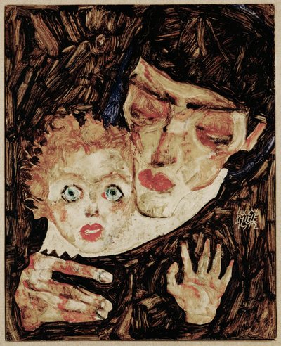 Mutter und Kind II (olio su tavola) da Egon Schiele