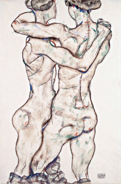 Ragazze nude che si abbracciano da Egon Schiele