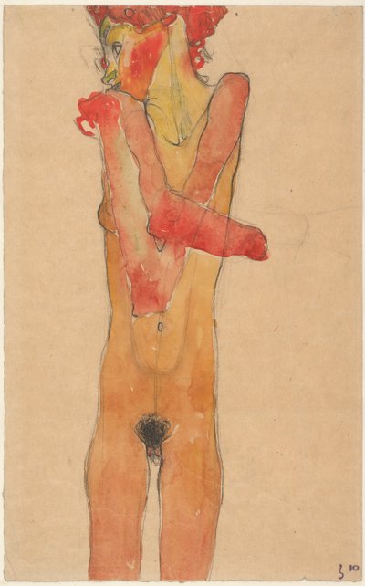 Ragazza nuda con le braccia incrociate, 1910 da Egon Schiele
