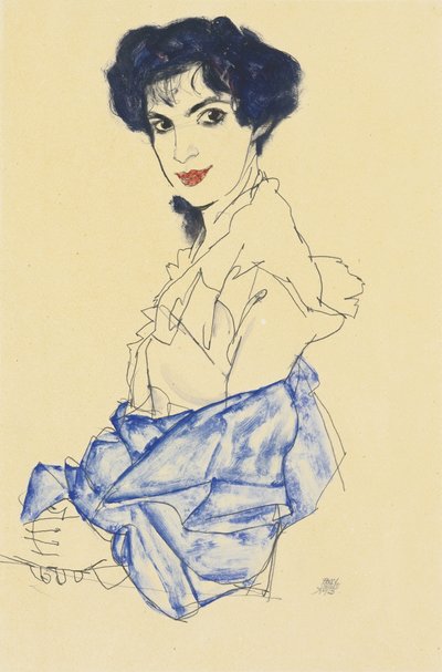 Ritratto di Elisabeth Lederer, seduta con le mani incrociate, 1913 da Egon Schiele