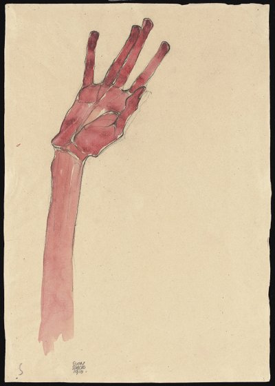 Mano rossa sollevata, 1910 da Egon Schiele