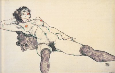 Nudo femminile reclinato con gambe aperte, 1914 da Egon Schiele