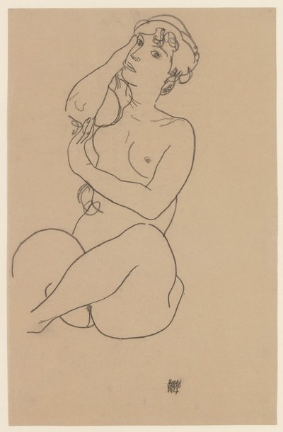 Nudo reclinato, 1917 da Egon Schiele