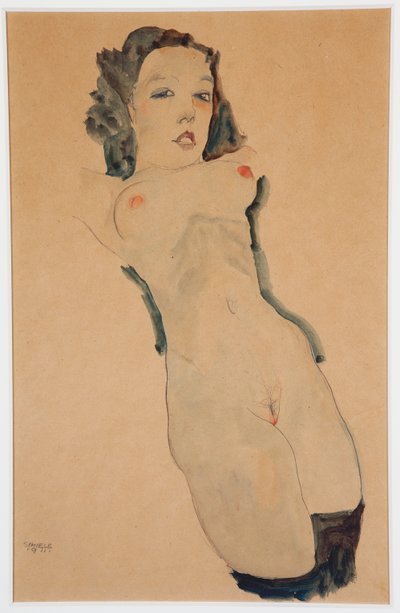 Nudo reclinato con calze nere da Egon Schiele