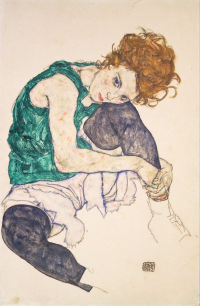 Donna seduta con le gambe raccolte Adele Herms da Egon Schiele