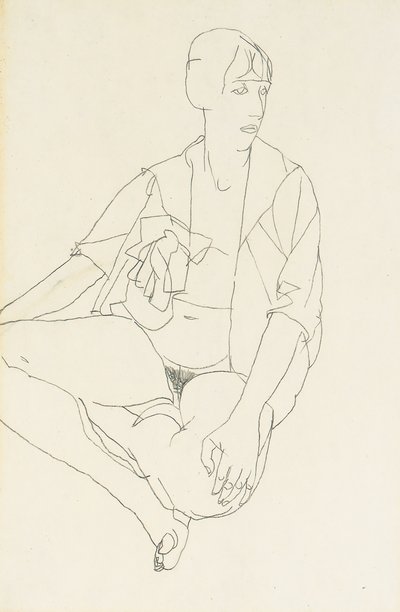 Nudo femminile seduto con camicetta aperta, 1913 da Egon Schiele