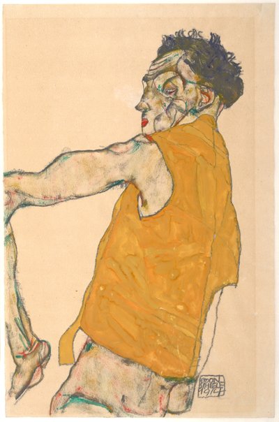 Autoritratto in gilet giallo, 1914 da Egon Schiele