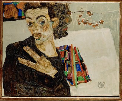 Autoritratto con dita aperte da Egon Schiele