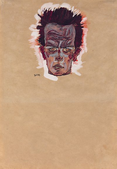 Autoritratto, testa; Selbstbildnis, Kopf, 1910 da Egon Schiele