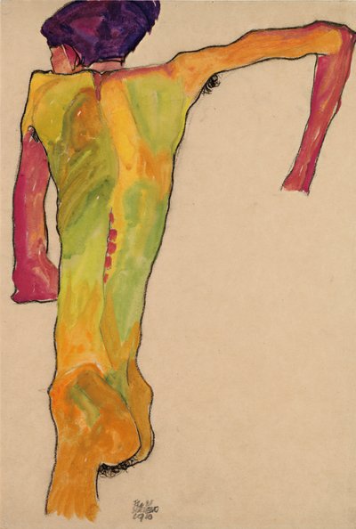 Sich aufstützender Rückenakt da Egon Schiele