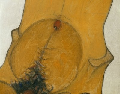 Sitzender Männerakt ... (olio e acquerello su tela) da Egon Schiele