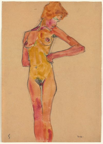 Nudo femminile in piedi da Egon Schiele