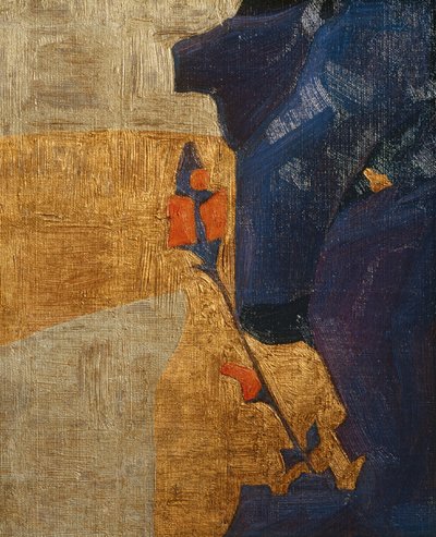 Fiore stilizzato su sfondo decorativo ... (bronzo) da Egon Schiele